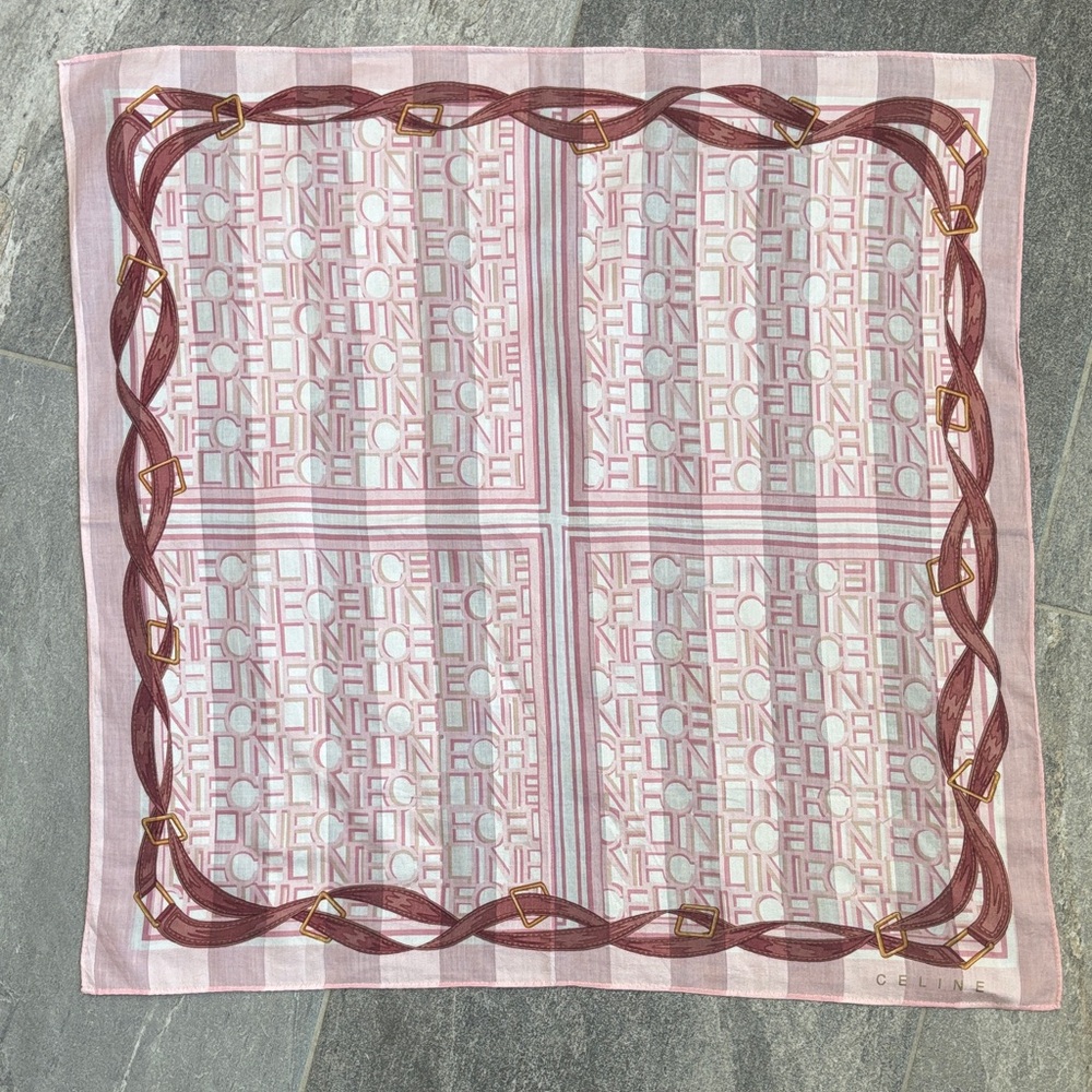 Celine Pink and Brown Patterned Scarf